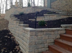Stairway with landscape lighting