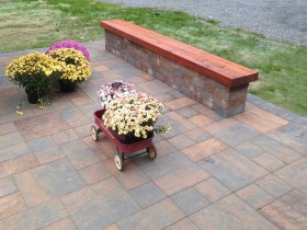Patio with sitting wall