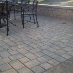 Pavor patio with sitting wall